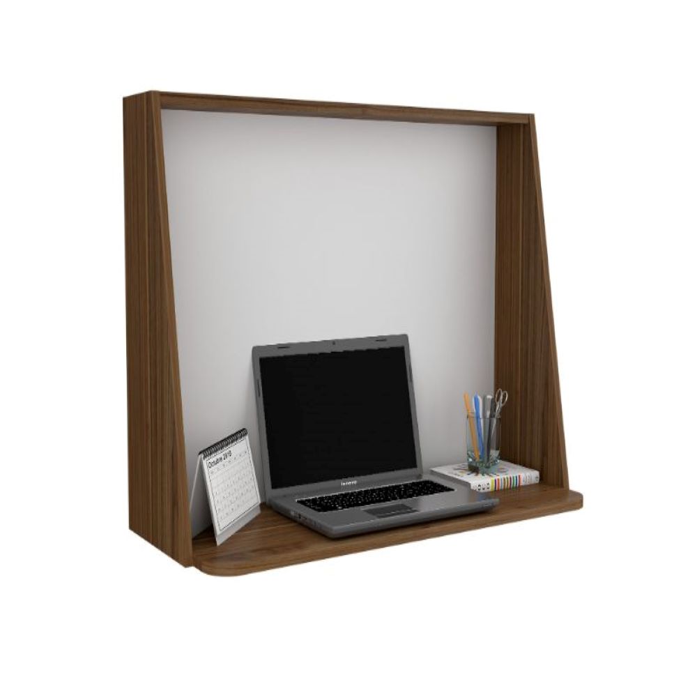 Wall Desk Afrec, Single Shelf, Mahogany / White Finish