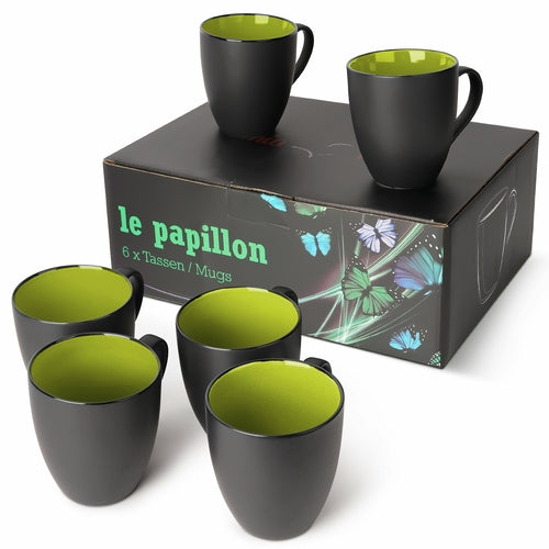 Kaffeetassen Set Le Papillon Kollektion (Außen Schwarz)