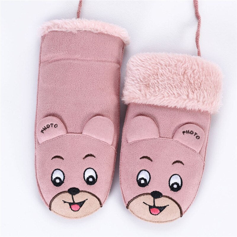 Faux Suede Bear Mittens