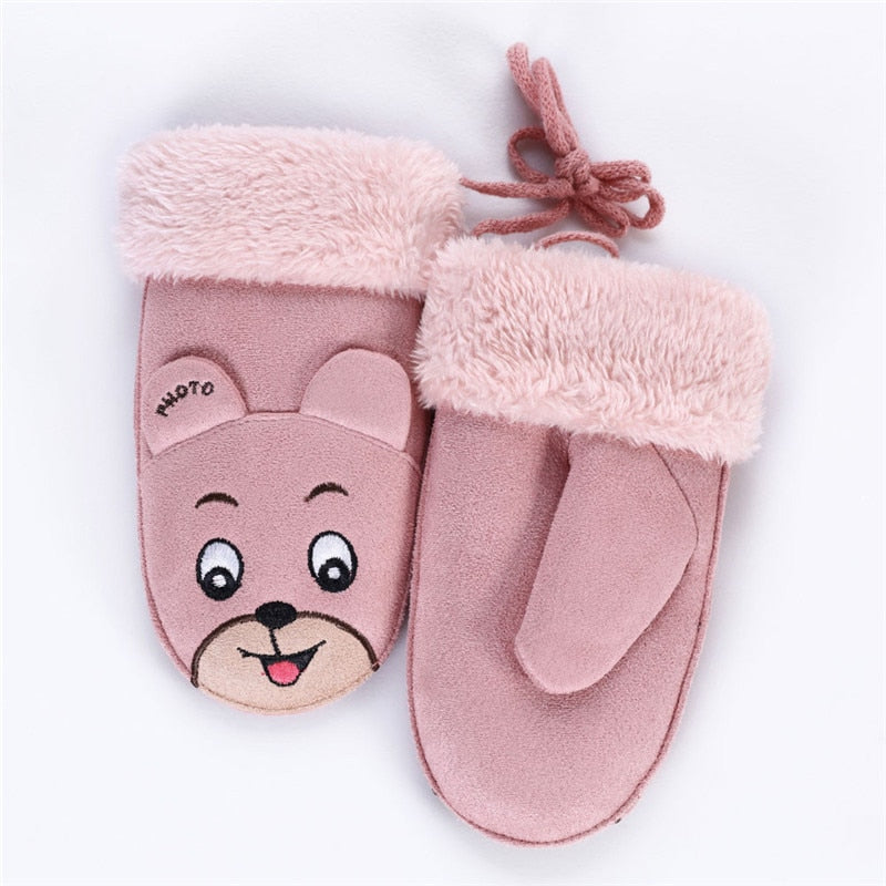 Faux Suede Bear Mittens