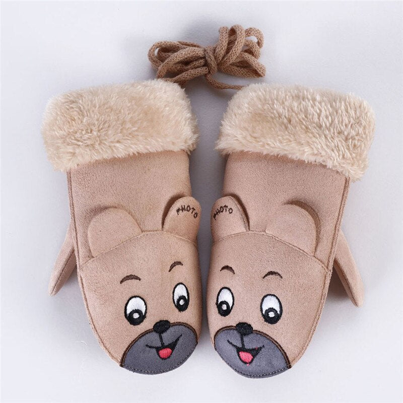 Faux Suede Bear Mittens