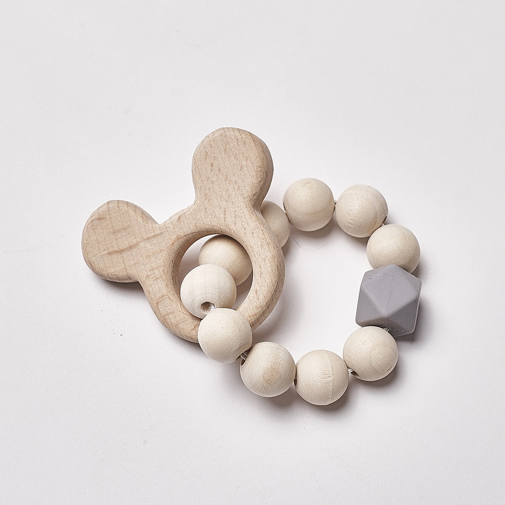 Wood and Silicone Bead Teething Toy
