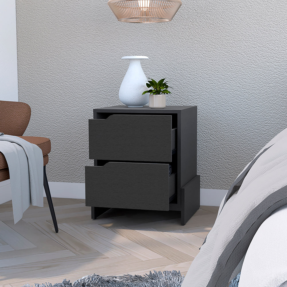 Nightstand Brookland, Bedside Table with Double Drawers and Sturdy