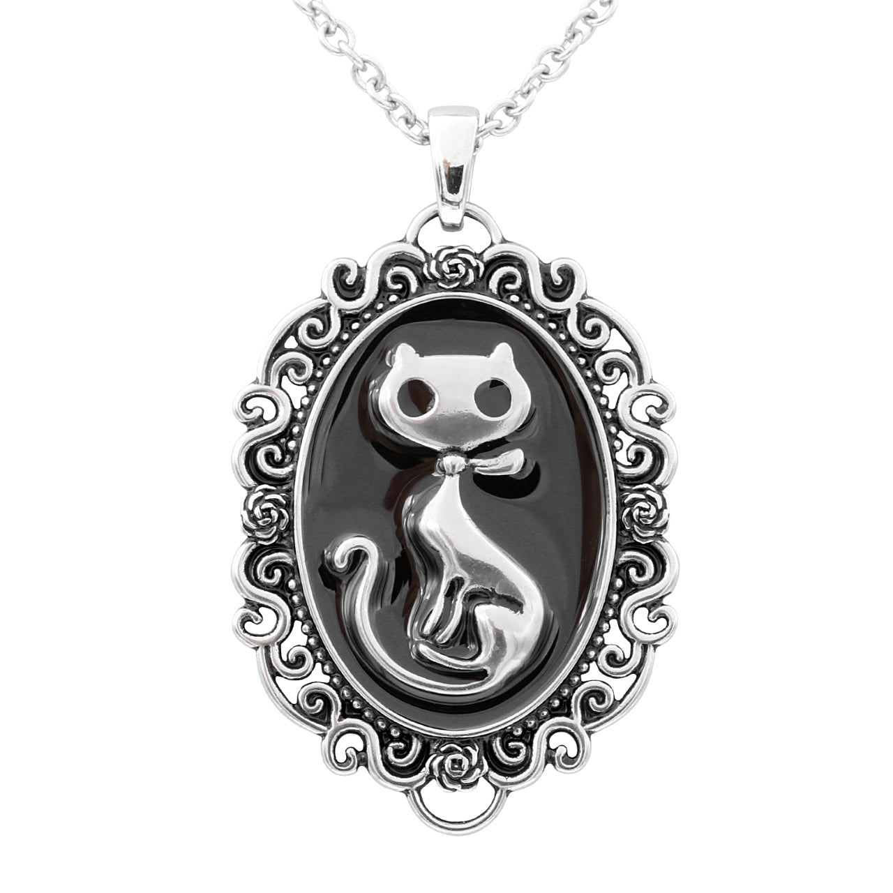 Cat Silhouette Cameo Necklace