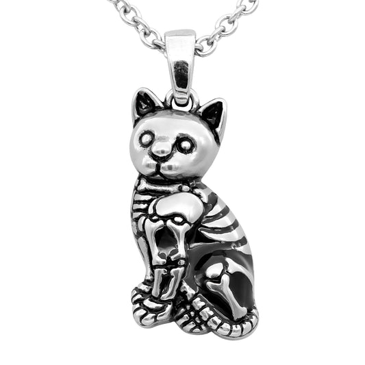 Kitty Cat Skeleton Necklace