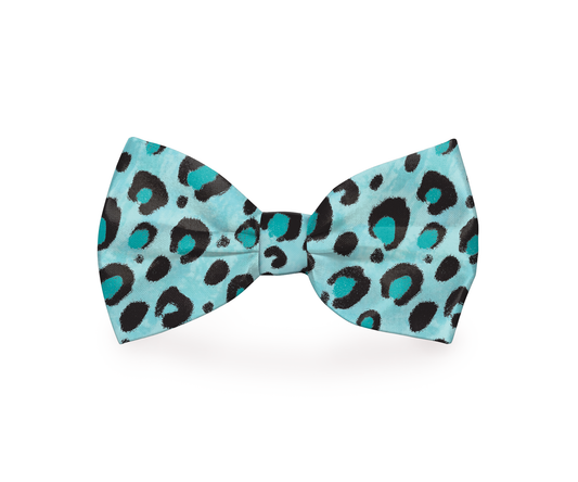 Blue Cheetah Print Dog Bow Tie