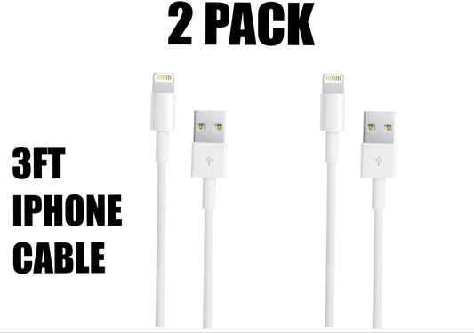 2 PACK! Of White 3 Ft Charger Compatible for Iphone