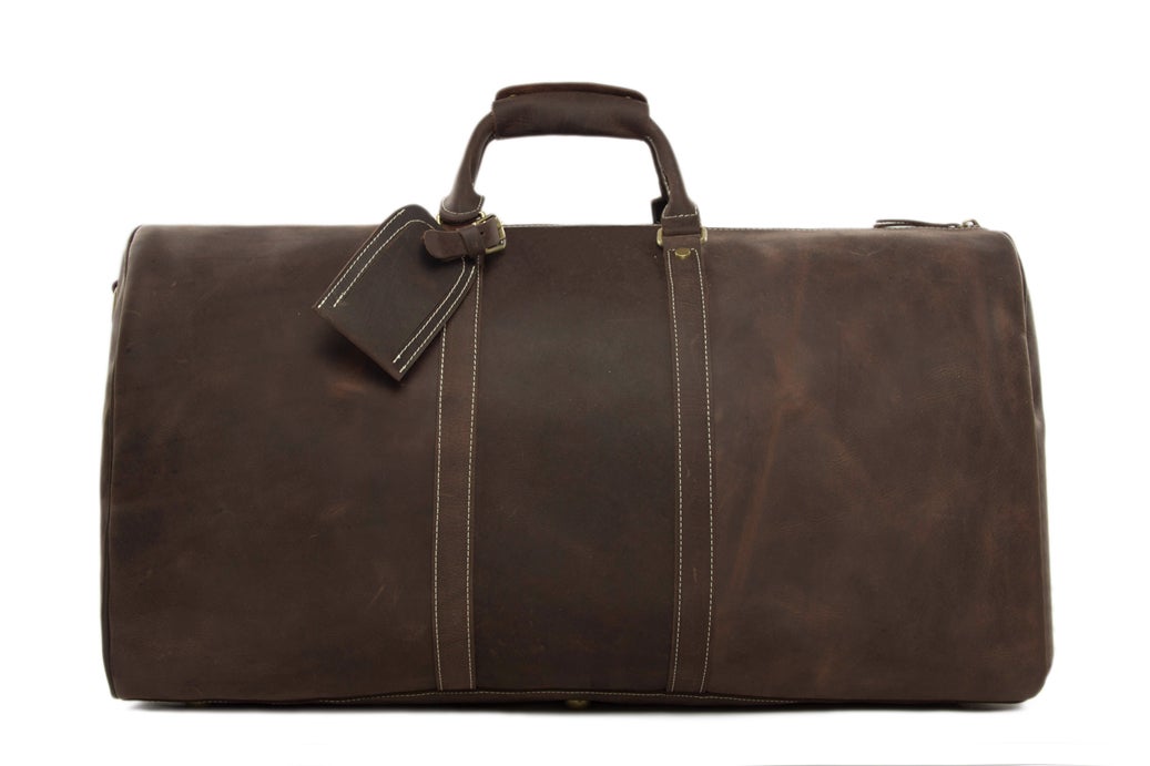 Handmade Large Vintage Full Grain Leather Travel Bag, Duffle Bag,