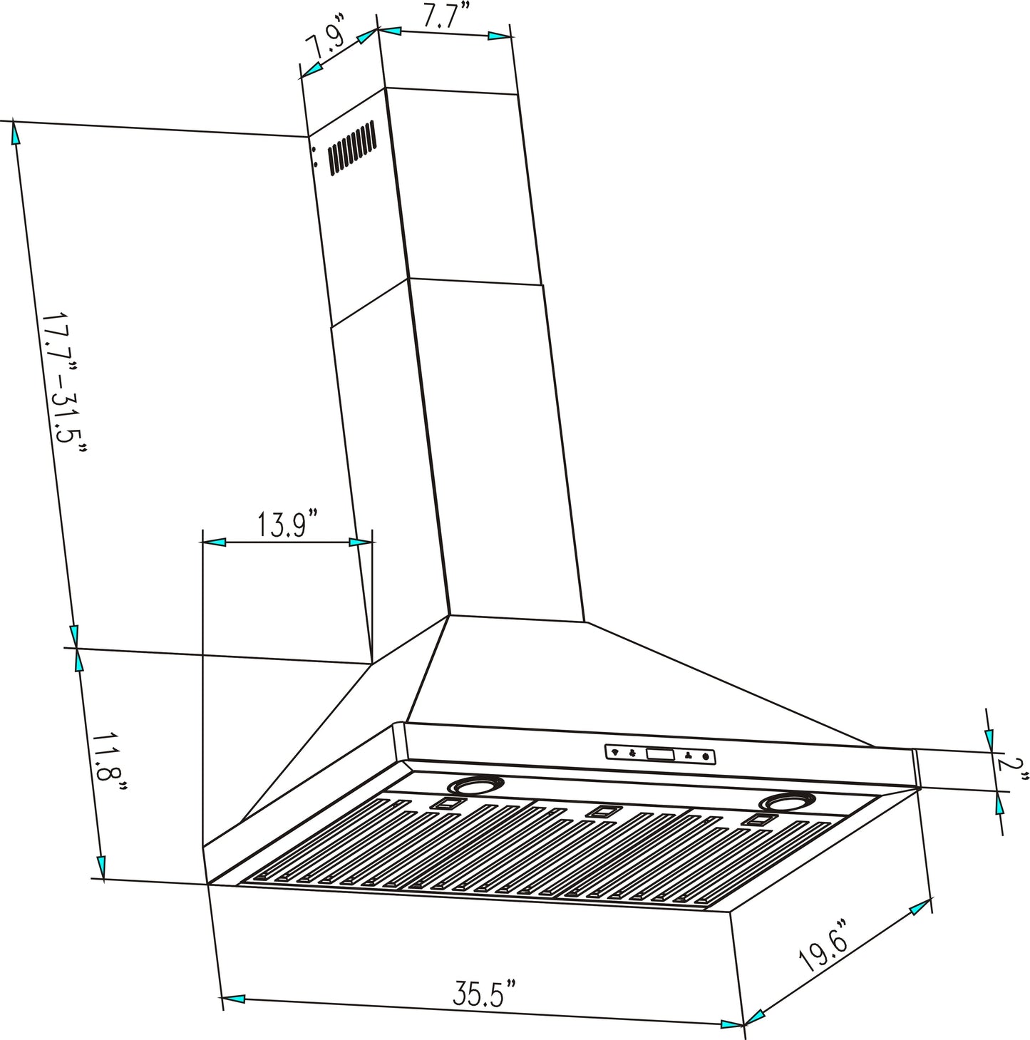 Empava 36RH04 36 in. 380 CFM Ducted Wall Mount Range Hood