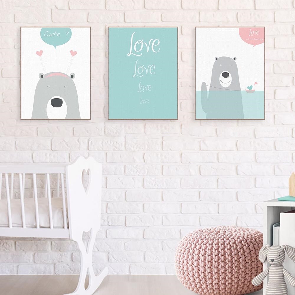 Cute Bear Cartoon Wall Decor