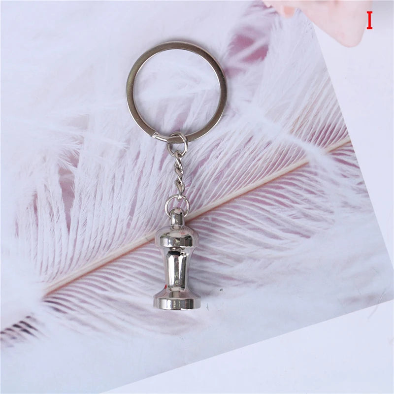 1PCS Creative Coffee Keychain Portable Coffee Machine Pitcher Keyring Coffee Handle Keyring Portable Coffeeware Accessories Gift