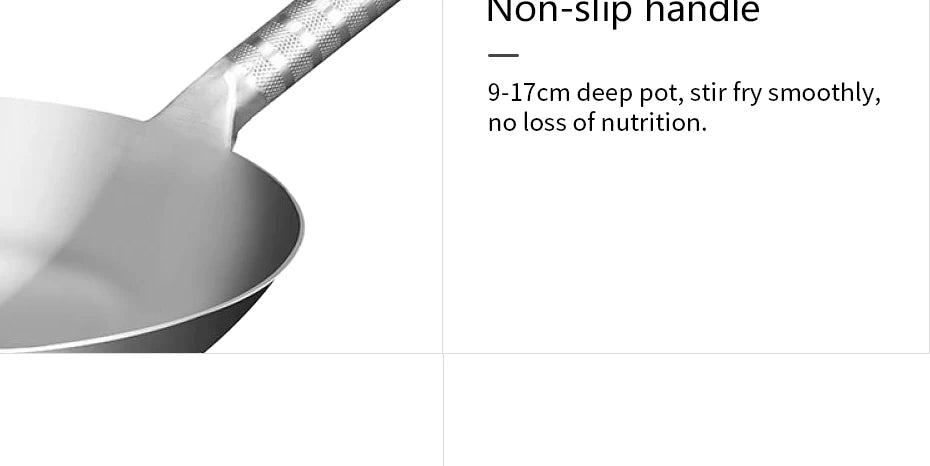 32cm Stainless Steel Wok 1.8mm Thick High Quality Chinese Wok Traditional Non Stick Rusting Gas Wok Cooker Pan Cooking