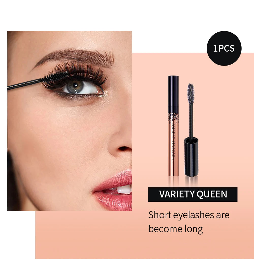 QIBEST Black Mascara Eyelashes Mascara 4D Silky Eyelashes Lengthening Eyelashes Makeup Waterproof Mascara Volume Eye Cosmetics