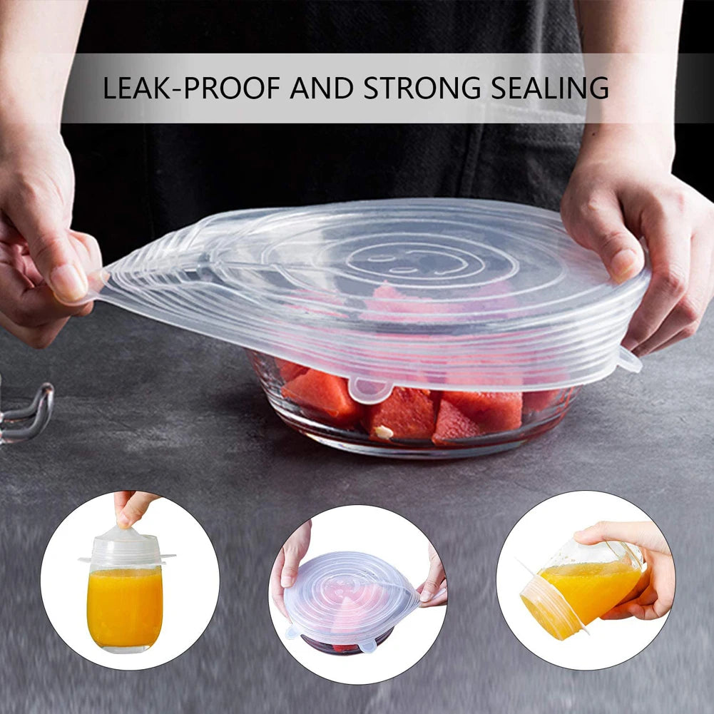 Silicone Cover Stretch Lids Reusable Airtight Food Wrap Covers Keeping Fresh Seal Bowl Stretchy Wrap Cover Kitchen Cookware