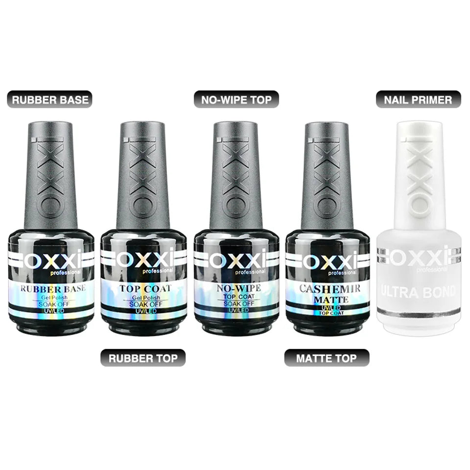 OXXI 15ml Base and Top Coat for Gel Polish Semi-permanent Varnish Rubber Top Coat y Base Coat Gellac uv led Permanent Enamel Lak