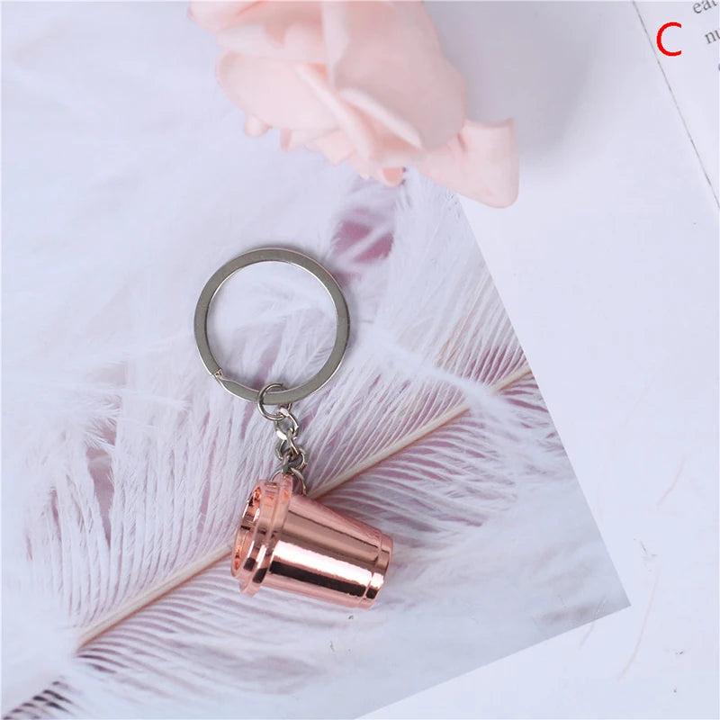 1PCS Creative Coffee Keychain Portable Coffee Machine Pitcher Keyring Coffee Handle Keyring Portable Coffeeware Accessories Gift