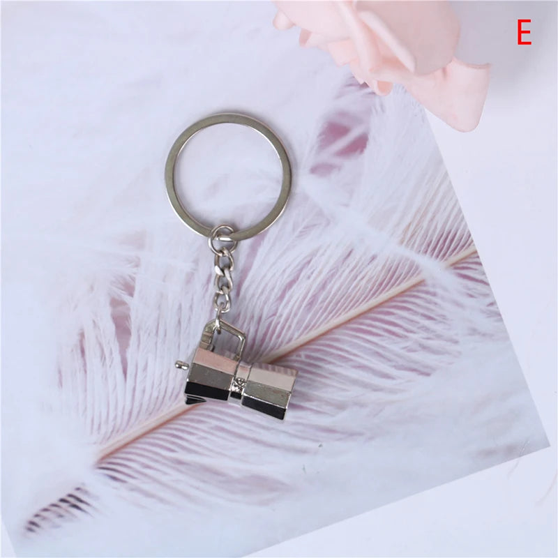 1PCS Creative Coffee Keychain Portable Coffee Machine Pitcher Keyring Coffee Handle Keyring Portable Coffeeware Accessories Gift