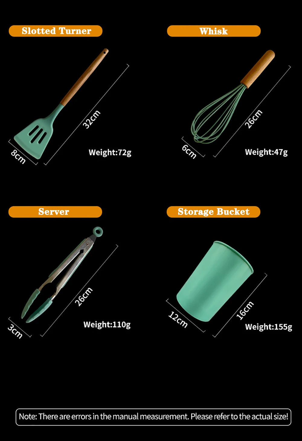 Silicone Kitchenware Cooking Utensils Set Non-stick Cookware Spatula Shovel Egg Beaters Wooden Handle Kitchen Cooking Tool Set