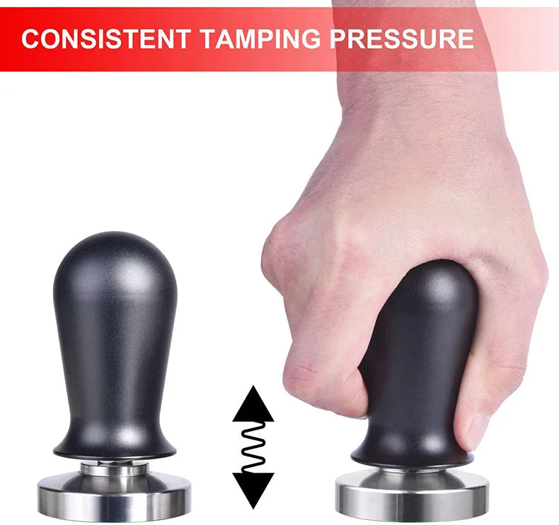 Calibrated Espresso Coffee Tamper 30lb Spring Loaded Elastic Coffee Tamper Aluminum/Wooden Stainless Steel Coffee Powder Hammer