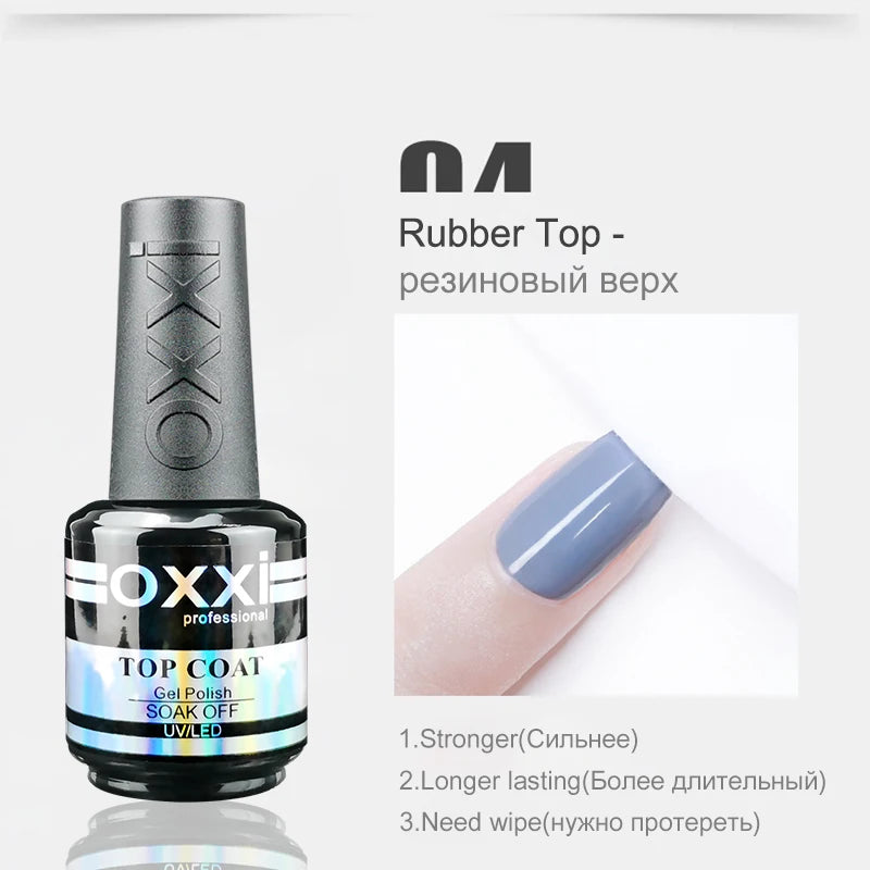 OXXI 15ml Base and Top Coat for Gel Polish Semi-permanent Varnish Rubber Top Coat y Base Coat Gellac uv led Permanent Enamel Lak