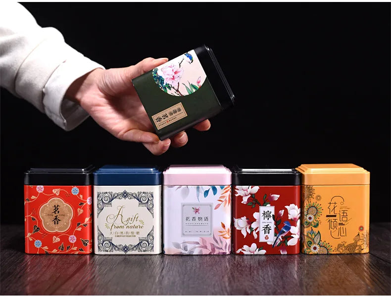 Mini Square Jar Tea Tinplate Box Creative Universal Cans Small Tea Cans Candy Scented Green Tea Storage Box