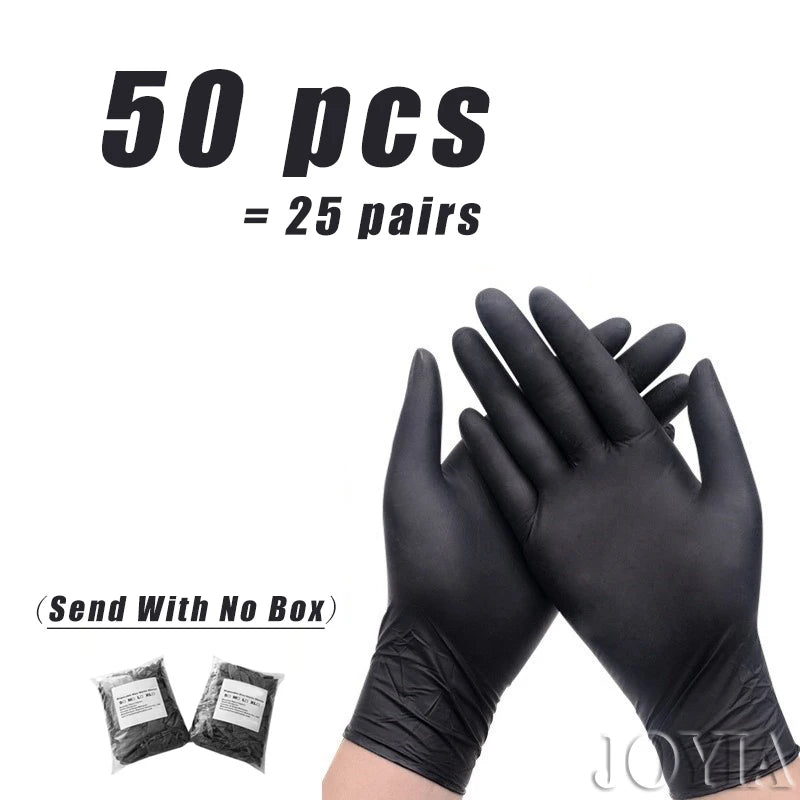 Black Disposable Nitrile Gloves 100pcs Latex Free Powder-Free Small Medium Large Pink Tattoo Gloves For Work Kitchen Clean XS XL