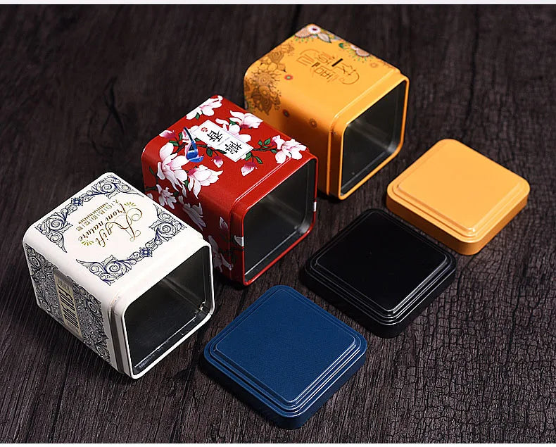 Mini Square Jar Tea Tinplate Box Creative Universal Cans Small Tea Cans Candy Scented Green Tea Storage Box