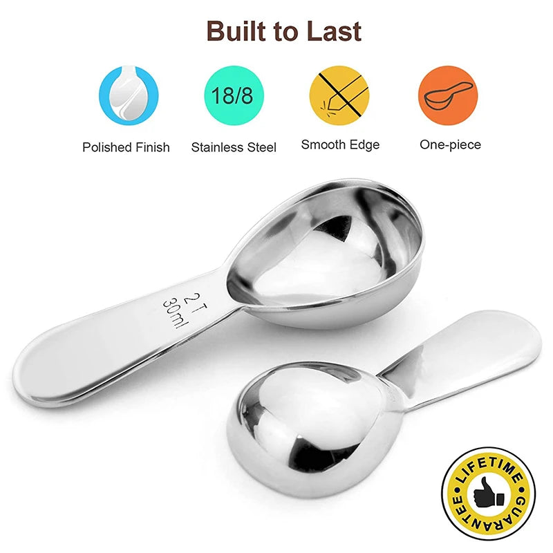 Endurance Stainless Steel Coffee Scoops & Measuring Spoons Coffeeware, Exact Ergonomic Tablespoon - 1 Tbsp or 2 Tbsp