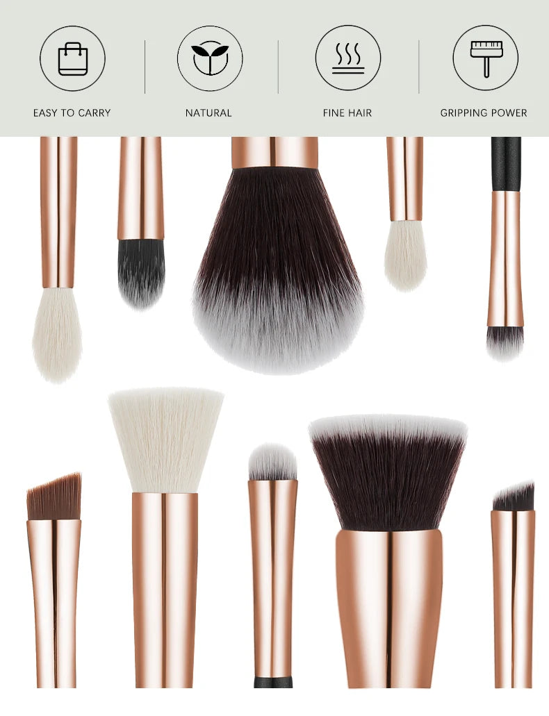 ZOREYA Black Makeup Brushes Set Natural Hair Brushes Foundation Powder Eyebrow Contour Eyeshadow Make Up Brushes maquiage