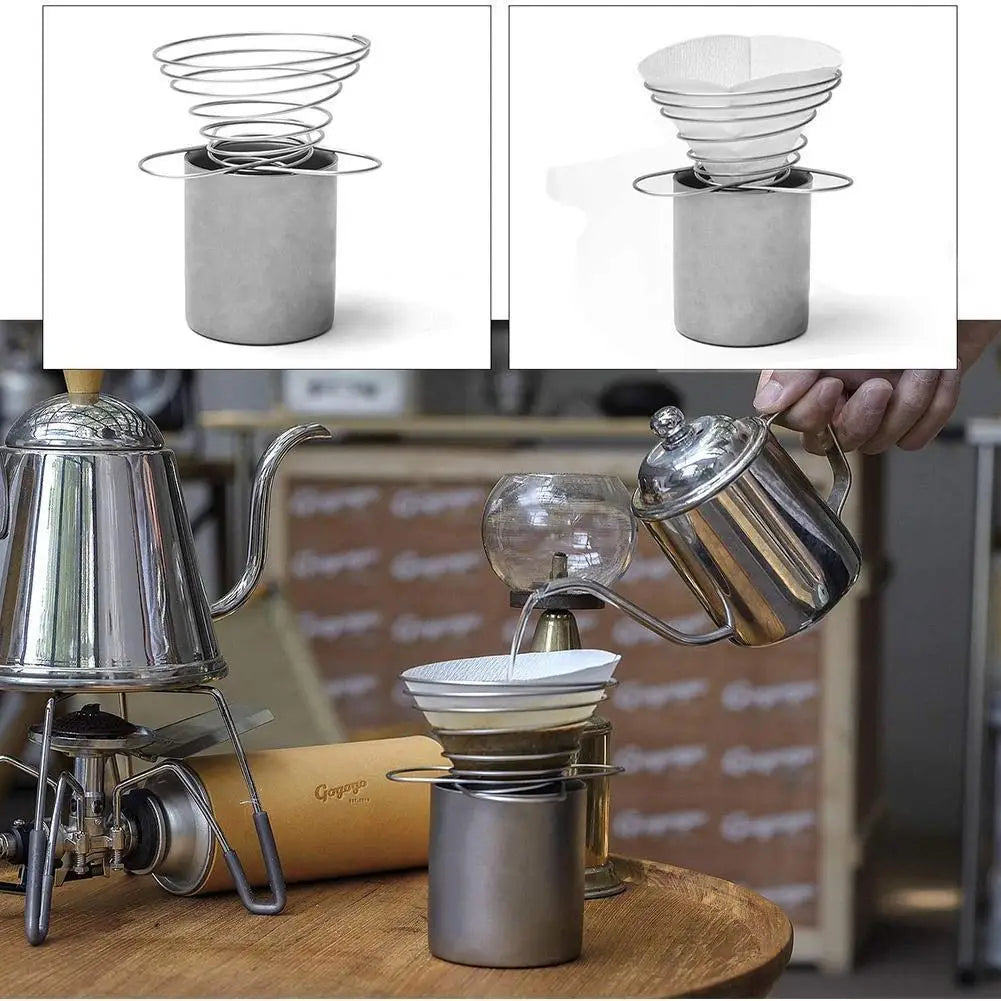 Foldable Coffee Filter Cup Spring Portable Mini Coffee Filter Holder Steel Coffeeware Kitchen Dining Bar