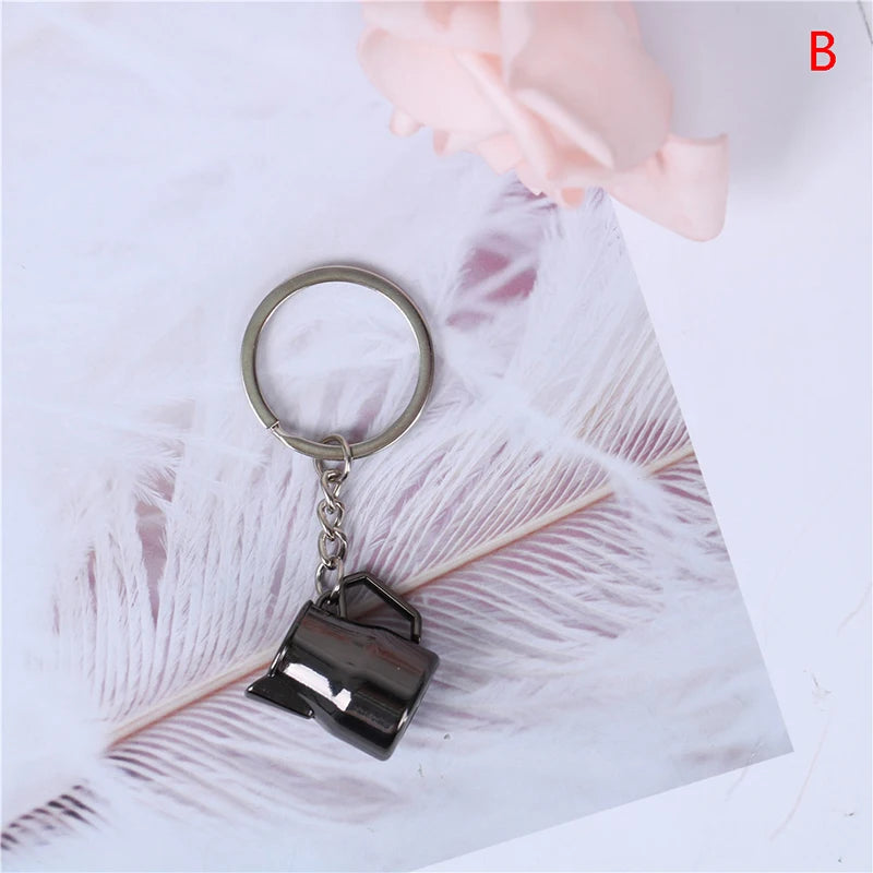 1PCS Creative Coffee Keychain Portable Coffee Machine Pitcher Keyring Coffee Handle Keyring Portable Coffeeware Accessories Gift