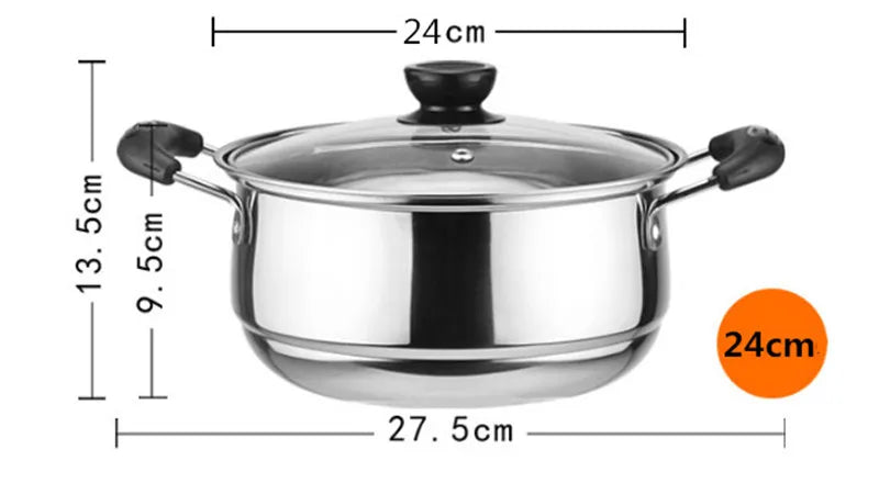 Stainless Steel pot Double Bottom Soup Pot Nonmagnetic Cooking Multi purpose Cookware Non stick Pan induction cooker used pot