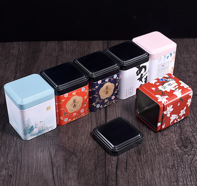 Mini Square Jar Tea Tinplate Box Creative Universal Cans Small Tea Cans Candy Scented Green Tea Storage Box