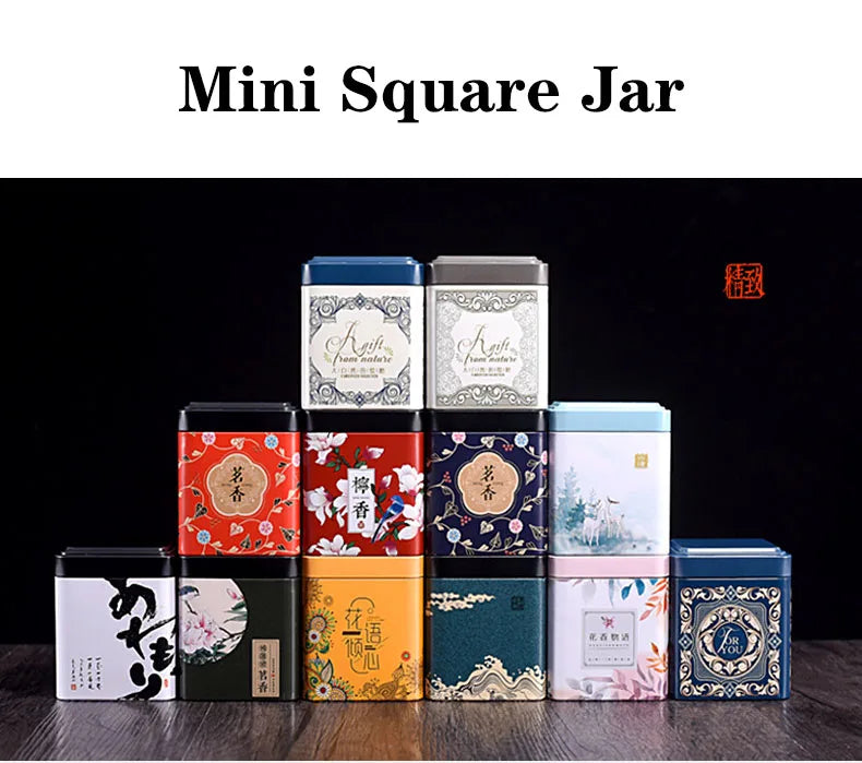 Mini Square Jar Tea Tinplate Box Creative Universal Cans Small Tea Cans Candy Scented Green Tea Storage Box