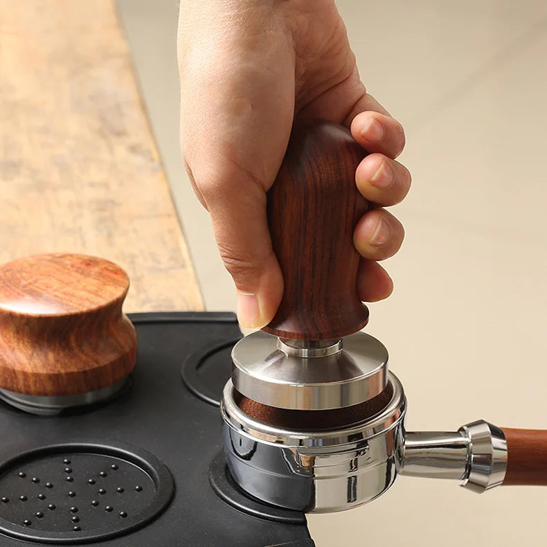 Calibrated Espresso Coffee Tamper 30lb Spring Loaded Elastic Coffee Tamper Aluminum/Wooden Stainless Steel Coffee Powder Hammer