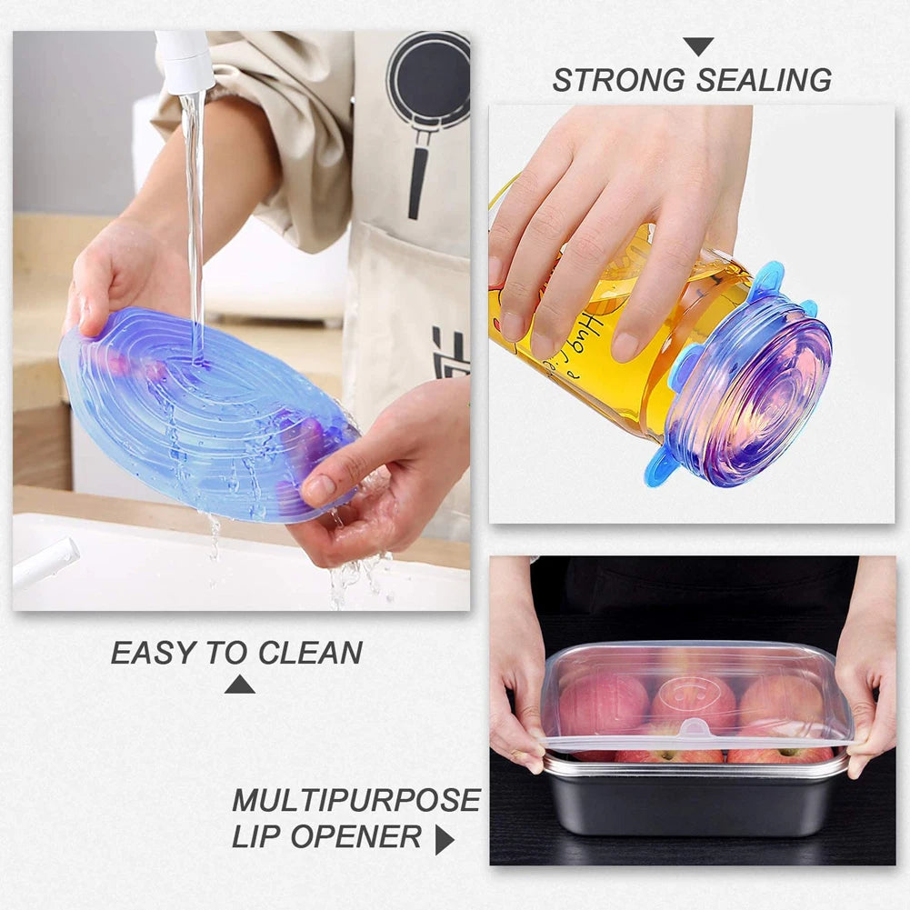 Silicone Cover Stretch Lids Reusable Airtight Food Wrap Covers Keeping Fresh Seal Bowl Stretchy Wrap Cover Kitchen Cookware