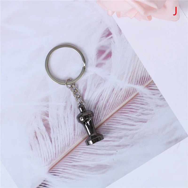 1PCS Creative Coffee Keychain Portable Coffee Machine Pitcher Keyring Coffee Handle Keyring Portable Coffeeware Accessories Gift