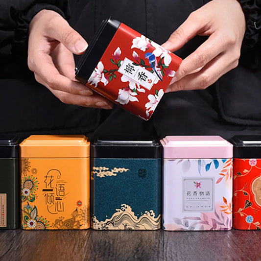 Mini Square Jar Tea Tinplate Box Creative Universal Cans Small Tea Cans Candy Scented Green Tea Storage Box