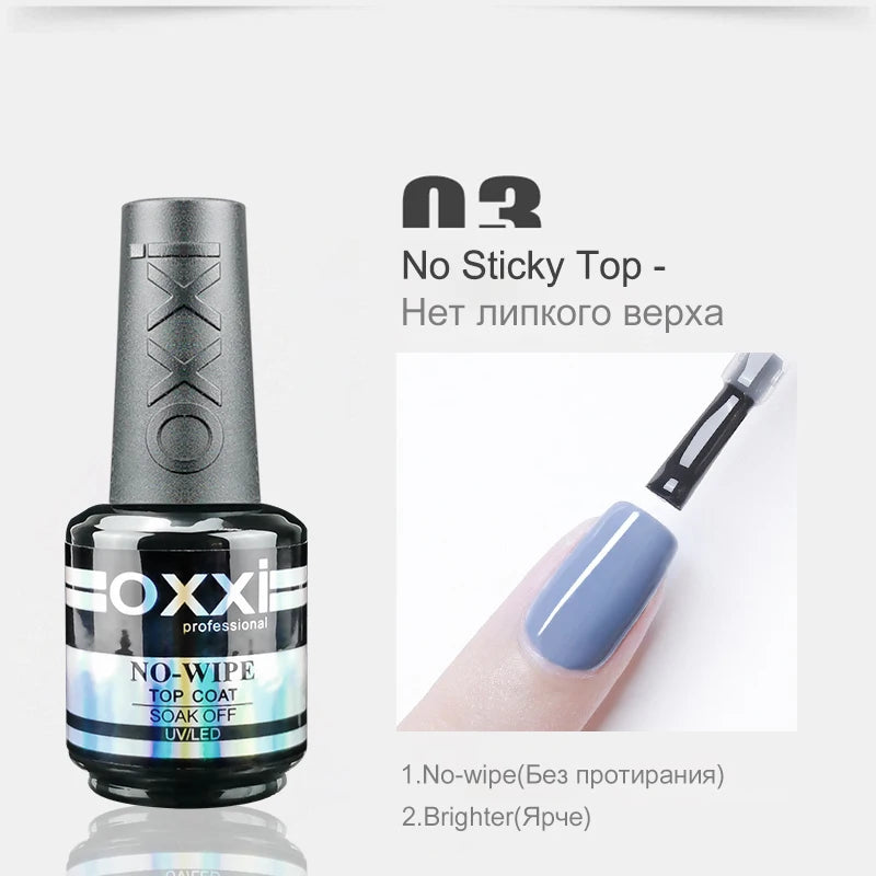 OXXI 15ml Base and Top Coat for Gel Polish Semi-permanent Varnish Rubber Top Coat y Base Coat Gellac uv led Permanent Enamel Lak