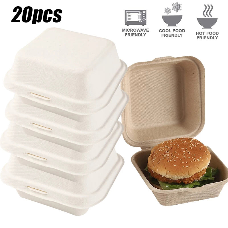 10/20pcs Disposable Bento Food Containers Baking Dessert Cake Bowl packaging Burger Snack Boxes Microwavable Home  Lunchbox