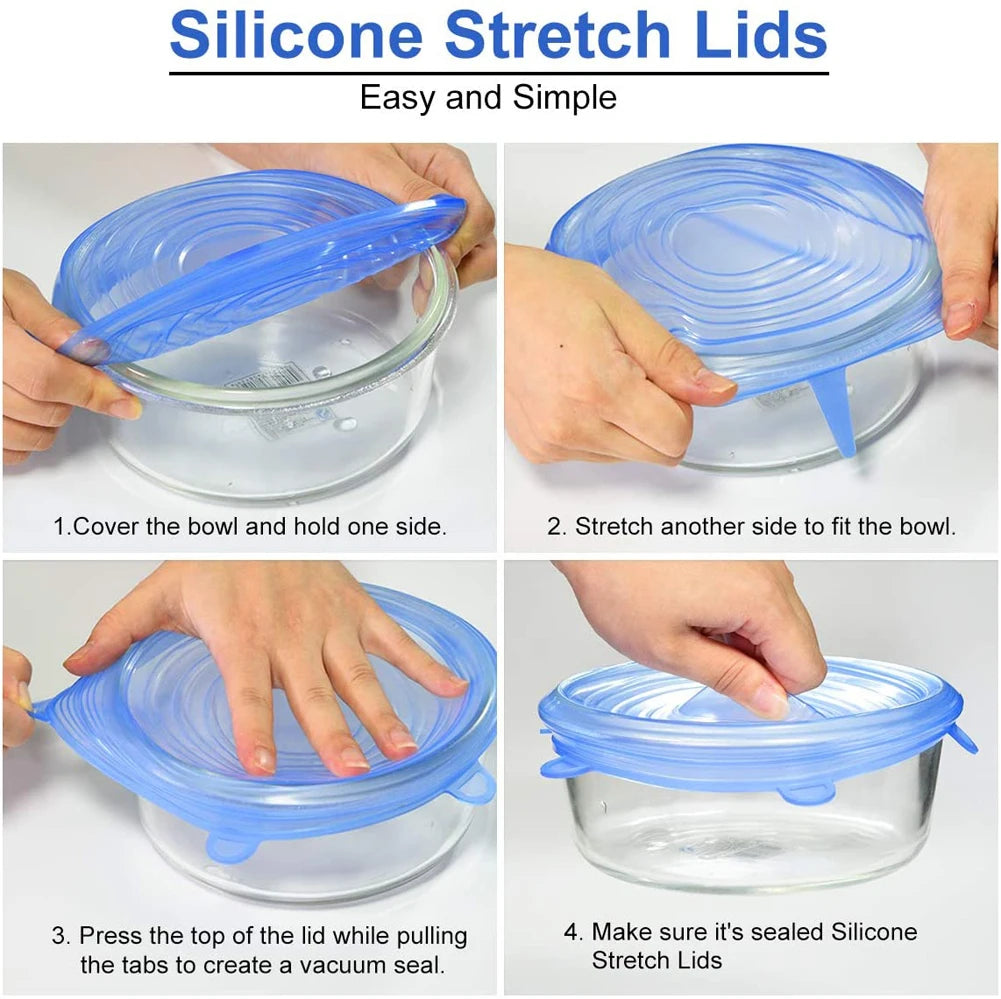 Silicone Cover Stretch Lids Reusable Airtight Food Wrap Covers Keeping Fresh Seal Bowl Stretchy Wrap Cover Kitchen Cookware