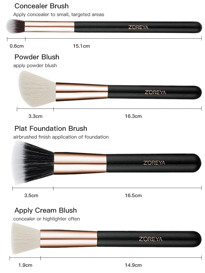 ZOREYA Black Makeup Brushes Set Natural Hair Brushes Foundation Powder Eyebrow Contour Eyeshadow Make Up Brushes maquiage