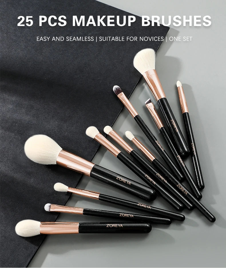 ZOREYA Black Makeup Brushes Set Natural Hair Brushes Foundation Powder Eyebrow Contour Eyeshadow Make Up Brushes maquiage