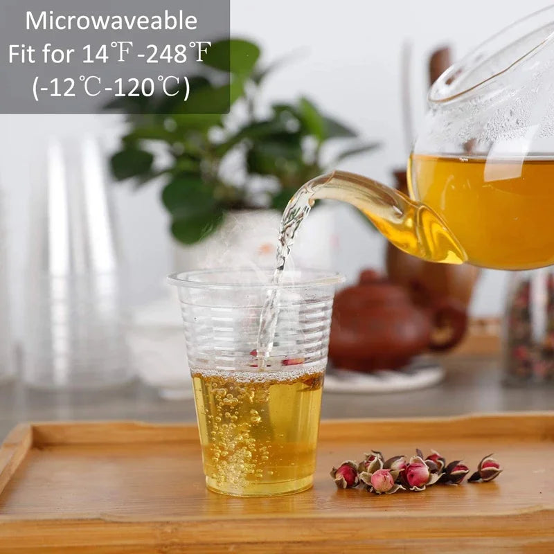 50/100 Pcs Transparent Plastic Disposable Cup Party 8 Oz Small Wine Glass Transparent Durable Drinking Cup Tea Cup Coffee Cups