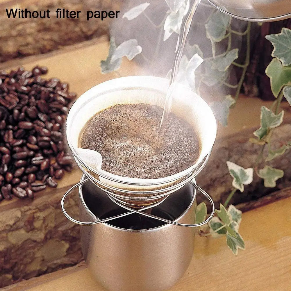 Foldable Coffee Filter Cup Spring Portable Mini Coffee Filter Holder Steel Coffeeware Kitchen Dining Bar