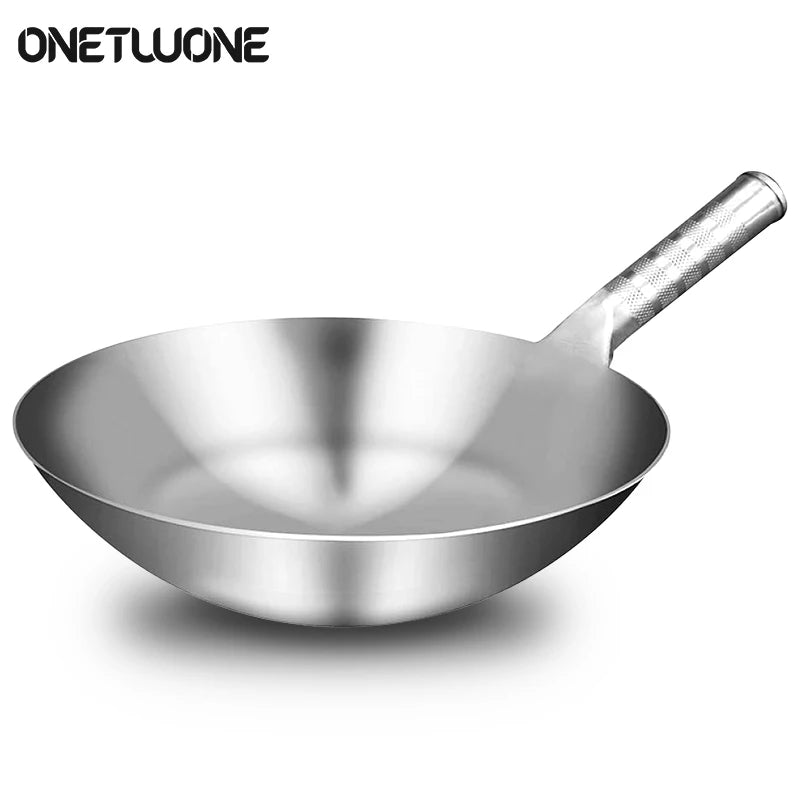 32cm Stainless Steel Wok 1.8mm Thick High Quality Chinese Wok Traditional Non Stick Rusting Gas Wok Cooker Pan Cooking