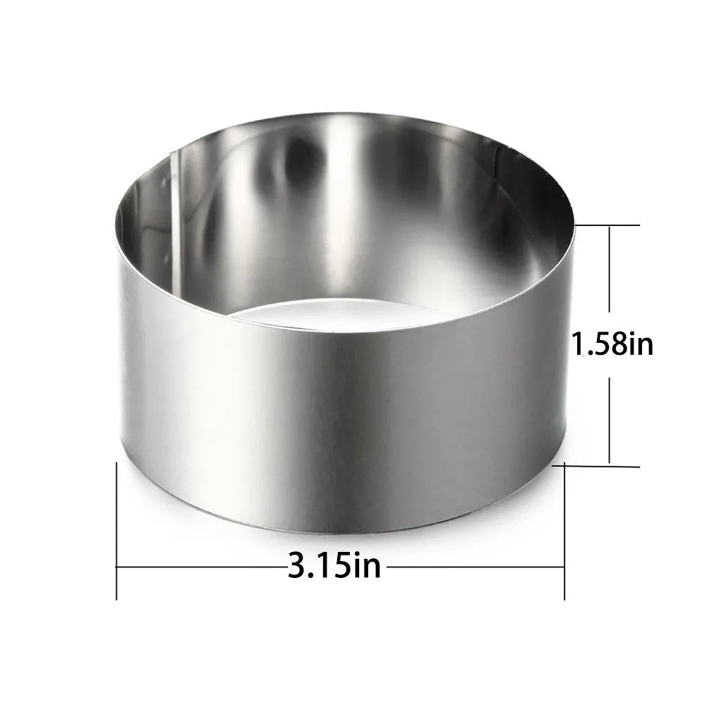 3/5/6pcs/pack Cake Molds Stainless Steel Cake Rings Set Round Dessert Mousse Mold with Pusher Pancake Pastry Tool Cookie Cutter