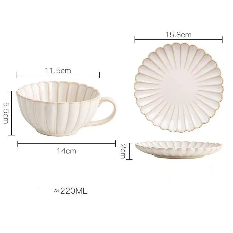 220ML Coffee Mug Cup Ceramic English Afternoon Tea Cup and Saucer One Set Porcelain Cup Breakfast Lemon Tea Milk Cups Coffeeware