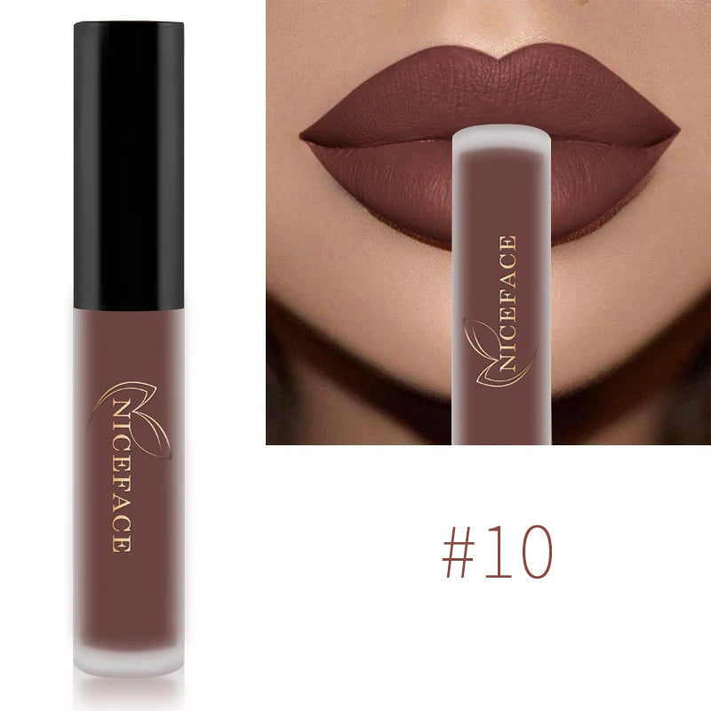 NICEFACE Waterproof Lip Gloss Nude Matte Liquid Lipstick Long Lasting Lipgloss Lip Glace Black Lipstick Lip Tint Free Shipping