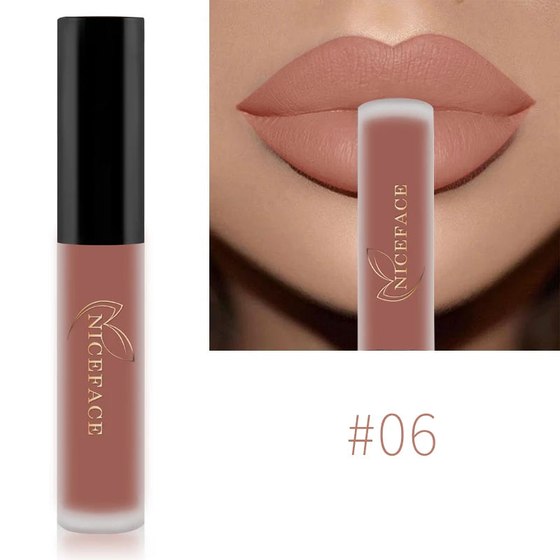 NICEFACE Waterproof Lip Gloss Nude Matte Liquid Lipstick Long Lasting Lipgloss Lip Glace Black Lipstick Lip Tint Free Shipping